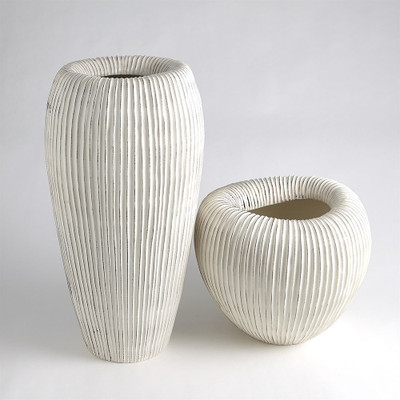 Baleen Vase - Ivory w/Brown Edges