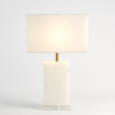 Alabaster Rectangular Table Lamp - Brass