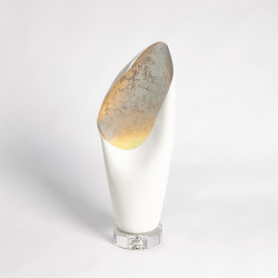 Cowl Lamp - White w/Silver Leaf - Sm
