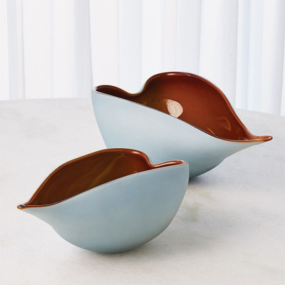 Frosted Blue Bowl W/Amber Casing - Lg