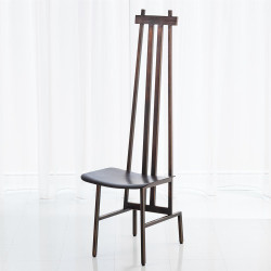 High Back Chair - Bronze/Dark Brown Leather