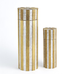 High Metal Vertical Stripe Box - Nickel/Brass - Lg