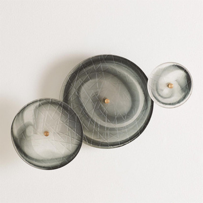 S/3 Crosshatched Wall Discs - Grey Swirl