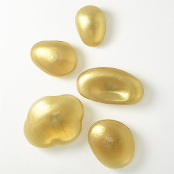S/5 Glass Wall Gems - Amber W/Gold