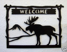 Moose Welcome Sign Log Cabin Decor