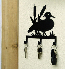 Duck in Cattails Metal Lodge Home Decor Key Holder