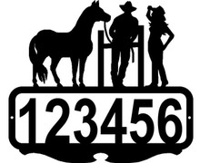 Cowgirl, Cowboy and Horse  Custom Address Sign