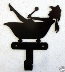 Cowgirl in Tub Robe Towel Hook Western Decor