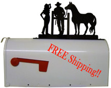 Cowboy, Cowgirl and Horse Mailbox Topper