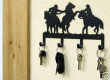 Cowboy Horse Roping Metal Key Holder