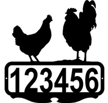 Chickens Rooster and Hen Custom Address or Name Sign
