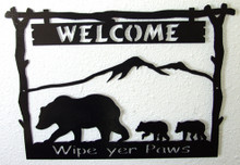 Wipe Your Paws Bear and Cubs Welcome Sign