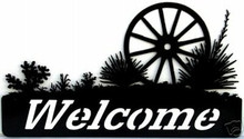 Southwest Wagon Wheel Welcome Sign Metal Art