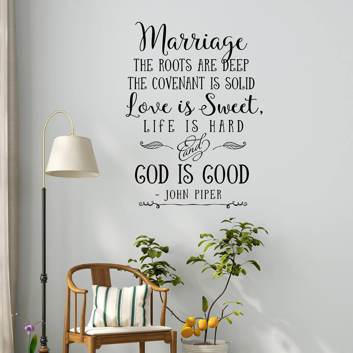 Marriage the roots are deep, Love is Sweet wall decal | Christian Wall