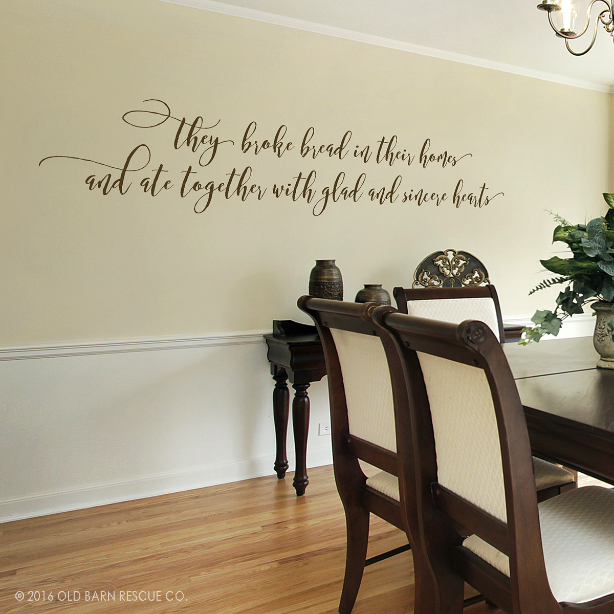 Christian Wall  Art They Broke Bread in Their Homes Decal 