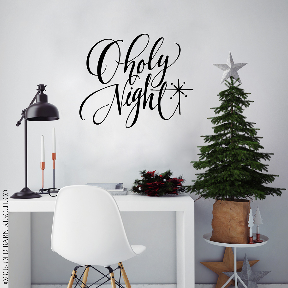 Christmas Wall Decal O Holy Night Holiday Decor Old Barn Rescue