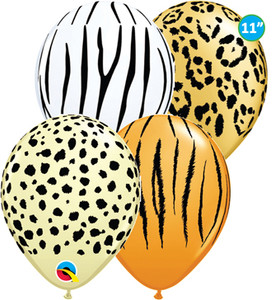 11" Qualatex Safari Print Balloon Assortment 50 Bag #12568