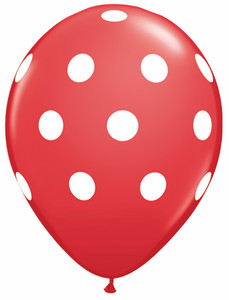 11" Qualatex Red Big Polka Dots 50ct #37208 