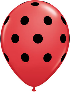 red balloons black polka dots