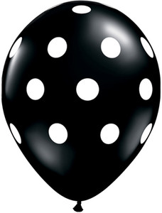 black balloon white polka dots
