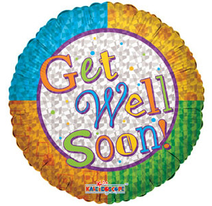 18" Get Well Color Prismatic Helium Foil Balloon (5 PACK) #17949