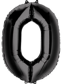 34' black number 0 balloon