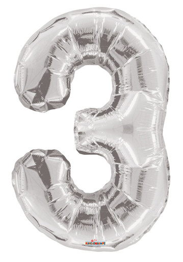 silver number 3 balloons silver number balloons