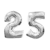34" Number Silver #25 Foil Balloon Pack