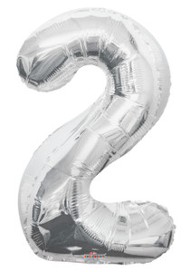 silver number 2 balloon