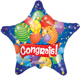 18" Congrats Festive Star Shape Helium Foil Balloon  (5 Pack) 15480