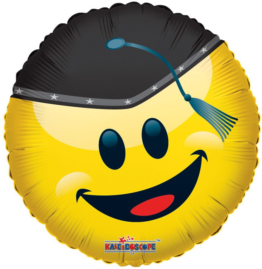 Smile Grad Balloons 18" Emoji Grad Cap Balloon (5 Pack)