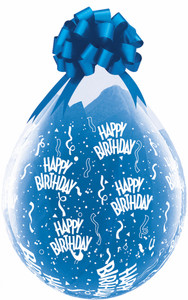 18" Qualatex Clear Stuffing Balloon Birthday Print 25ct #37548