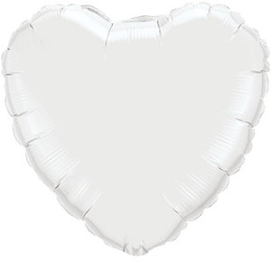 36" White Foil Heart Balloon 1ct  #12668
