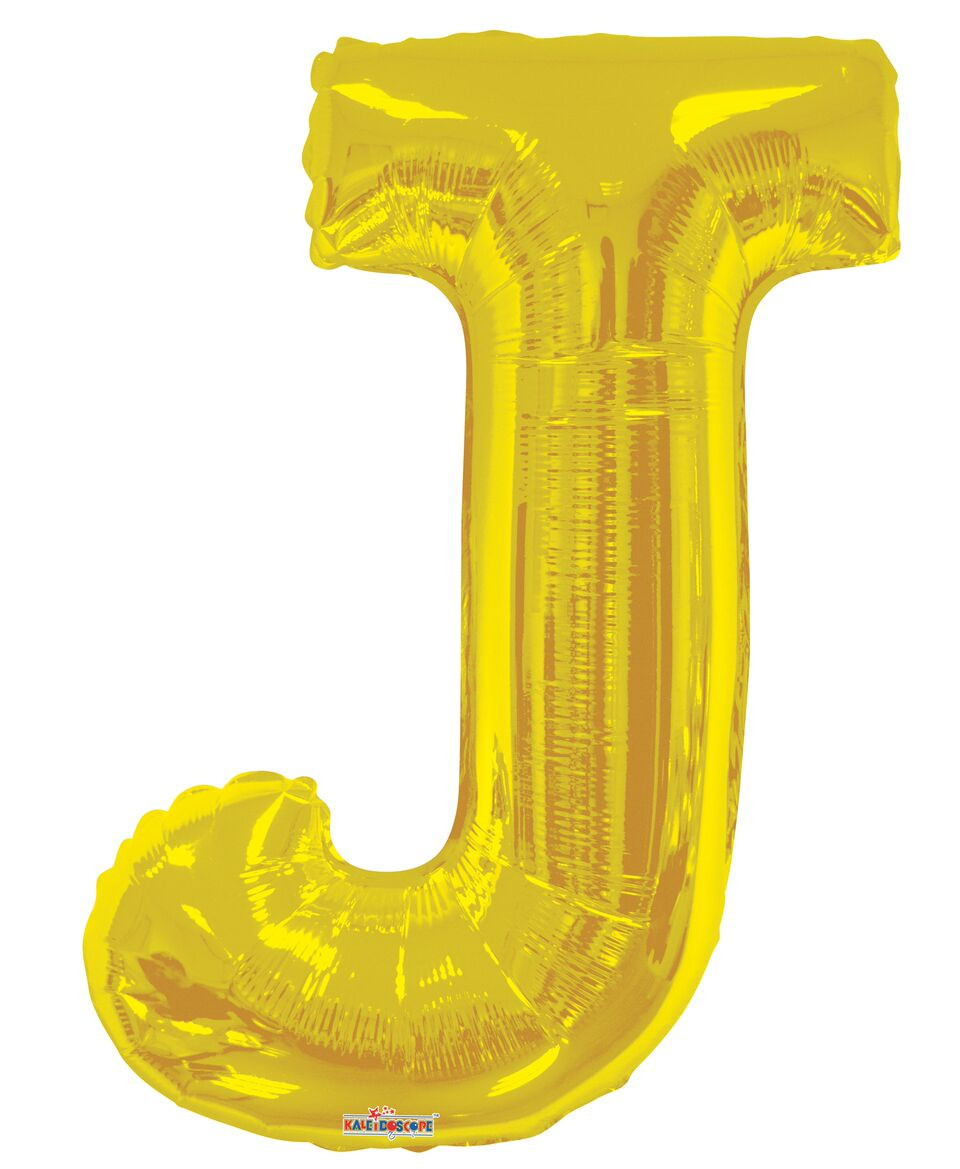 Gold Letter Balloons 34" Gold Letter "J" Foil Helium Balloon