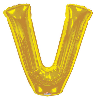 gold letter v balloon