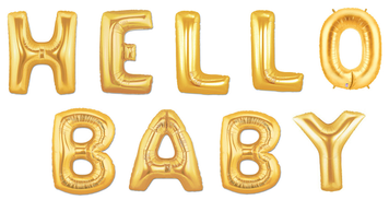 16" Mini Air Fill Gold "HELLO BABY" Balloon Kit- Includes 9 Balloons