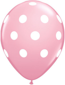 11" Qualatex Baby Pink w/ White Polka Dots 50ct #42944