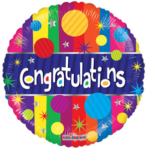 18" Congratulations Strips Foil Helium Balloons (5 Pack)#15840