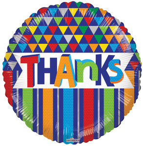 18" Thanks!  Lines & Triangles Helium Foil Balloons (5 Pack)#15838