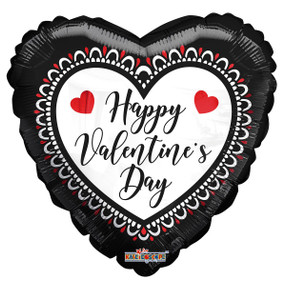 18" Happy Valentine Roses Black Heart Helium Foil Balloon (5 Pack) #81316
