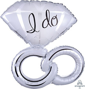 30" Engagement Rings "I DO" Shape Silver Helium Foil Balloon #24662