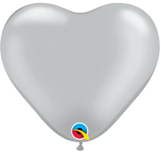 silver heart shape latex balloons