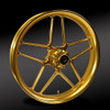 Gold anodized, lightweight front wheel for performance baggers