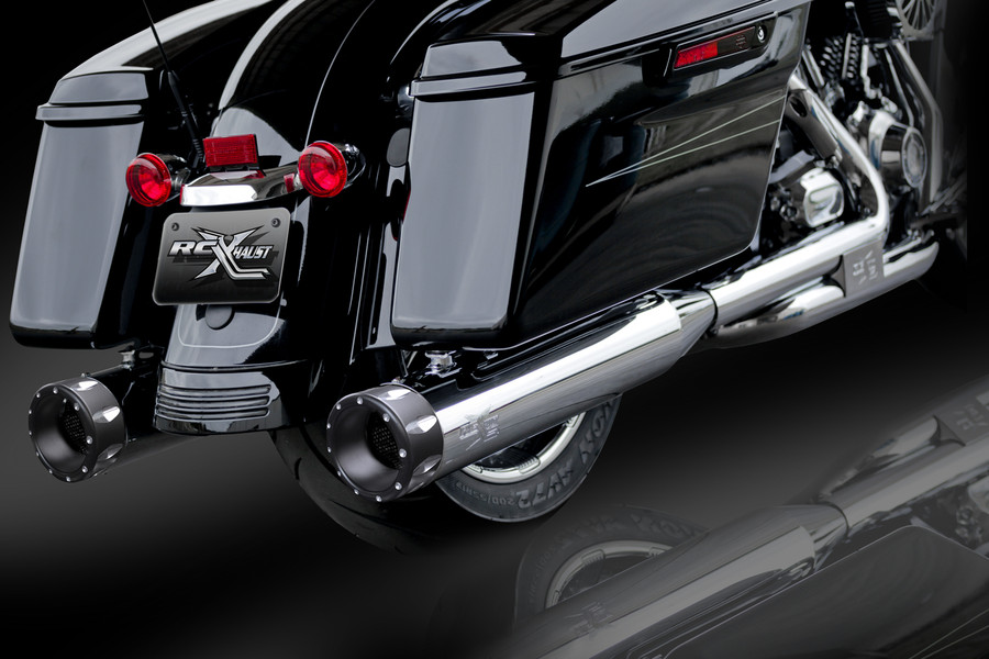 RCX Exhaust 4.5" Slip-on Mufflers, Chrome with Rival Eclipse Tips.