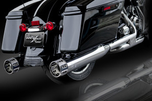 RCX Exhaust 4.5" Slip-on Mufflers, Chrome with Gatlin Chrome Tips.