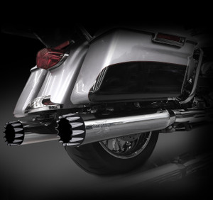 RCX Exhaust 4.5" Slip-on Mufflers for 2017 Harley Touring, Chrome with Excalibur Eclipse Tips.