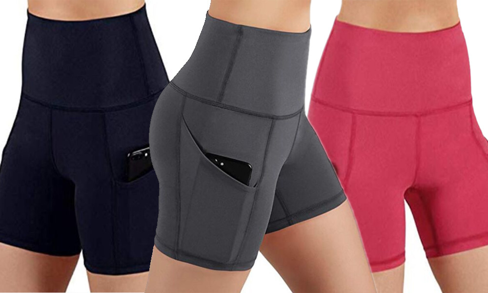 High waist yoga shorts with pockets