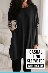 Women's Casual Long Sleeve Top with Pockets