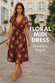 Womens Short Sleeve V Neck Wrap Dress