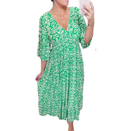 V Neck Loose Printed Beach Dress